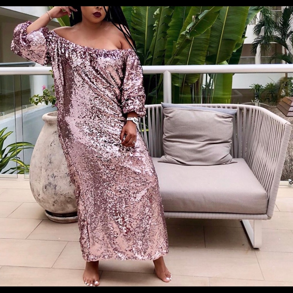 NWT Nasty Gal Pink Sequined Smock Dress